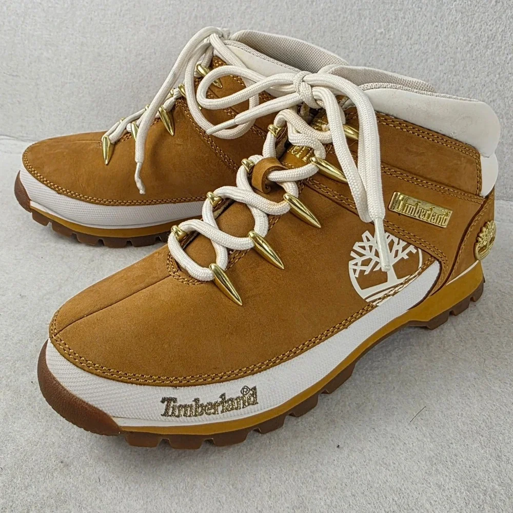 Timberland Euro Hiker Boots Womens 6.5 Wheat White Gold Nubuck 16642 Y2K